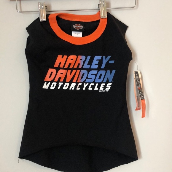 NWT Harley-Davidson Child Shirt Size 2T Cut Off Sleeves Shorter in Front - Picture 2 of 7